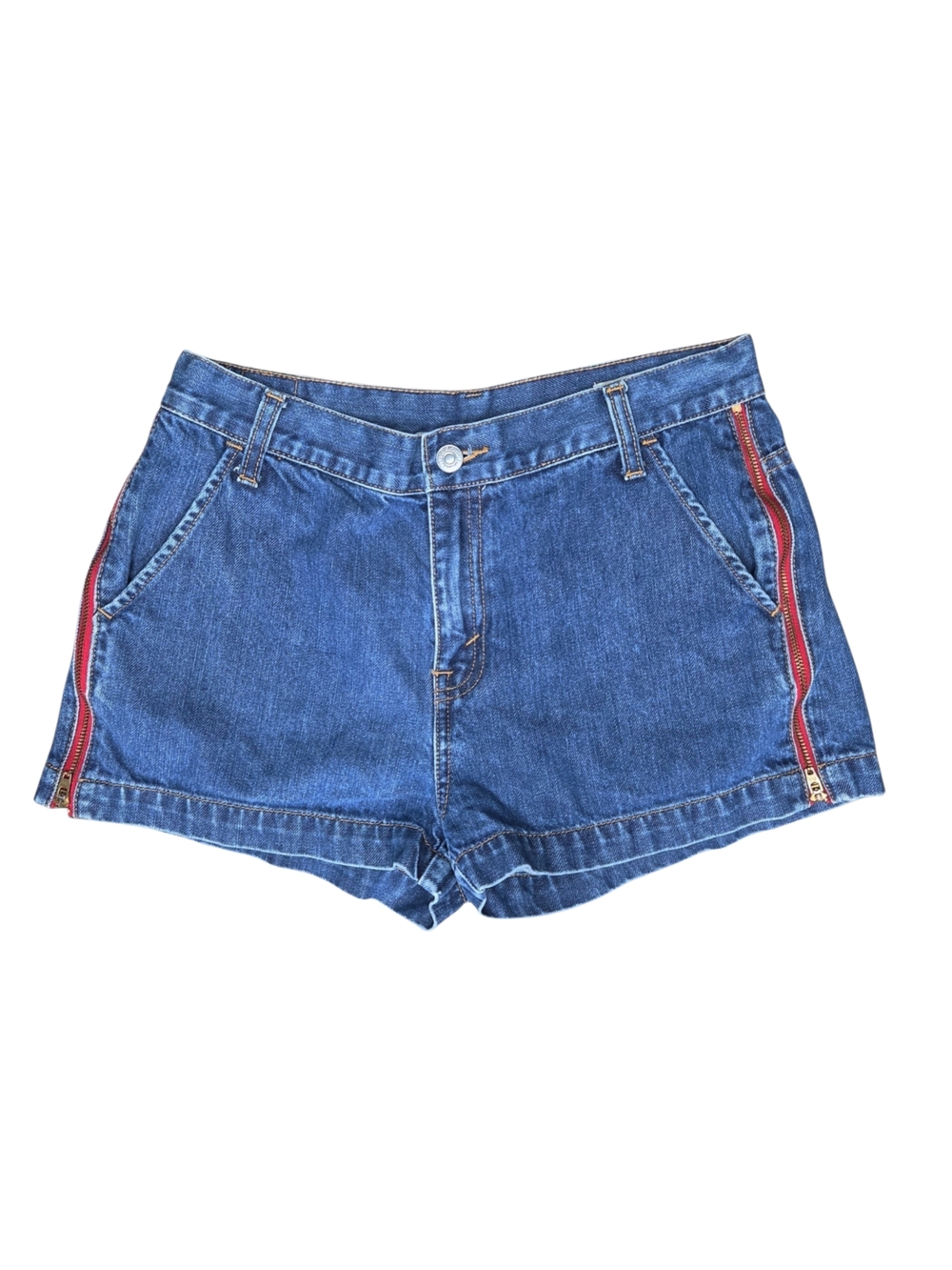 Vintage 90's Levi's Red Tab Blue Denim Shorts with Red Side Zippers 28" Waist